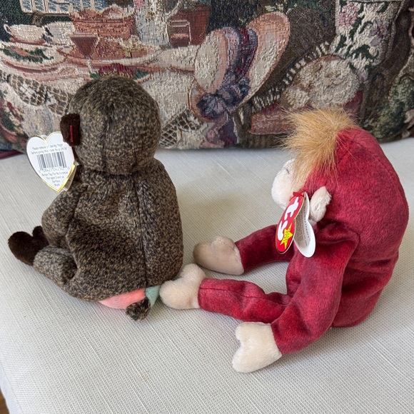🐵 TY Beanie Babies Pair – Cheeks & Schweetheart (1999) 🐒✨ - Picture 3 of 14